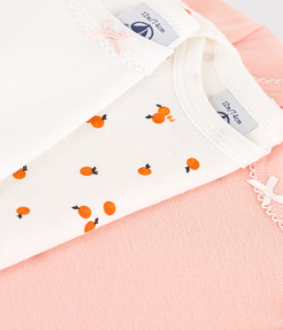 Babies' Short-Sleeved Orange Cotton Bodysuits - 3-Pack