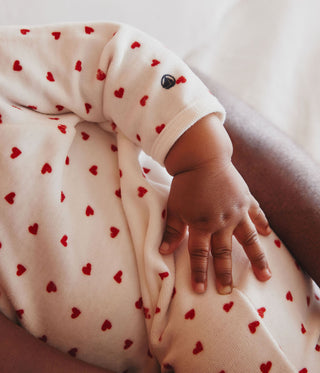 Babies' Heart Patterned Velour Pyjamas