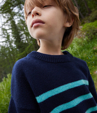 Children's Unisex Stripy Wool and Cotton Pullover