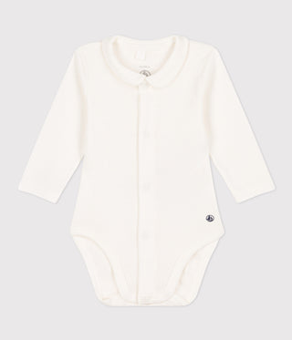 Babies' Long-Sleeved Cotton Bodysuit With Collar