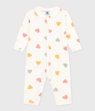 Babies' Multicoloured Heart Patterned Footless Cotton Pyjamas