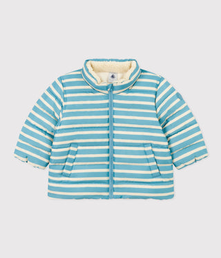 Babies' Stripy Puffer Jacket with Retractable Hood