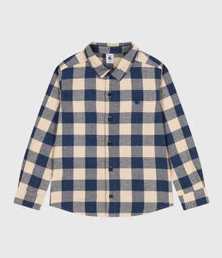 Boys' checked cotton flannel shirt