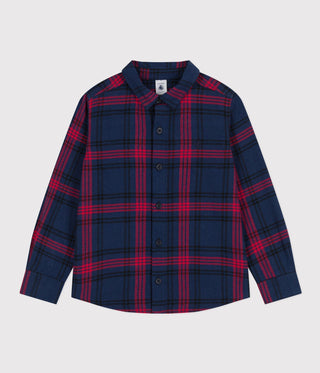 Boys' checked cotton flannel shirt