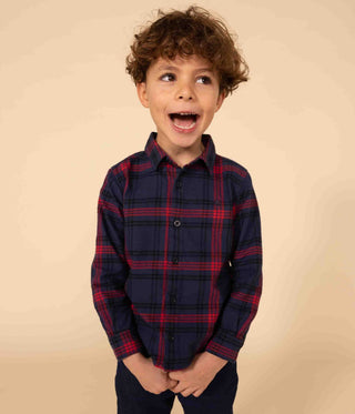 Boys' checked cotton flannel shirt