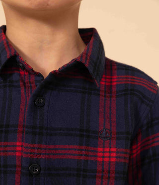 Boys' checked cotton flannel shirt