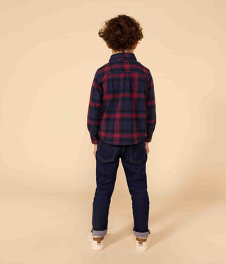 Boys' checked cotton flannel shirt