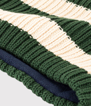 Unisex Fleece-Lined Stripy Knitted Snood