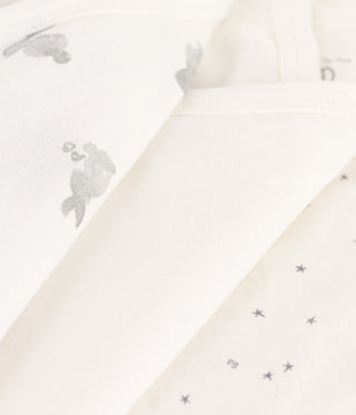 LONG-SLEEVED WRAPOVER RABBIT THEMED COTTON BODYSUITS - PACK OF 3
