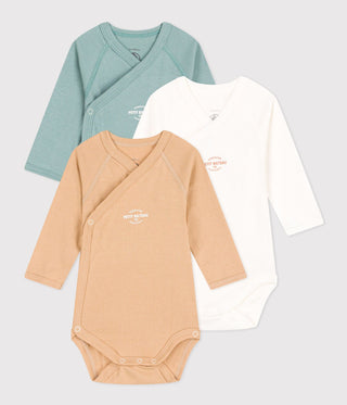 Long-Sleeved Wrapover Cotton 130 Spring Bodysuits - 3-Pack