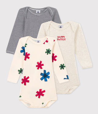 Babies' Starry Long-Sleeved Cotton Bodysuits - 3-Pack