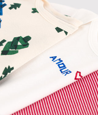 Babies' Christmas Tree Themed Long-Sleeved Cotton Bodysuits - 3-Pack