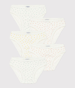 Girls' Mini Heart Patterned Cotton Briefs - 5 Pack