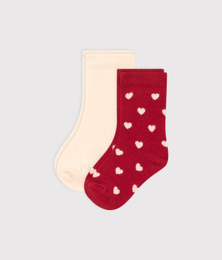 Babies' Cotton Jersey Heart Patterned Socks - 2-Pack