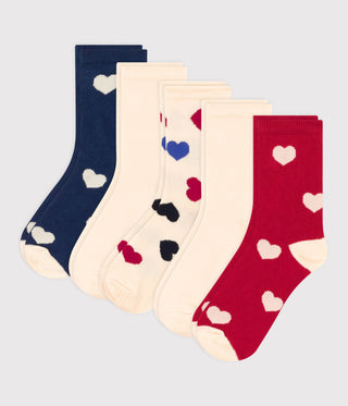 Children's Unisex Heart Patterned Socks - 5-Pack