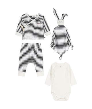 Striped 2-Piece Set for Babies, in Wool & Cotton Knit, by Petit Bateau -  printed white, Baby