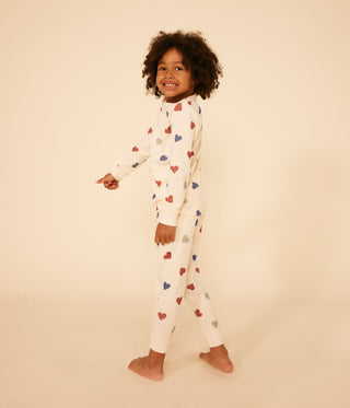 Children's Long-Sleeved Heart Printed Cotton Pyjamas