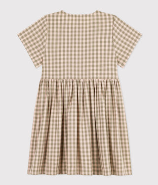 Girls' Short-Sleeved Seersucker Dress