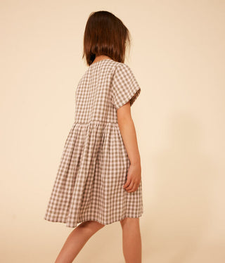 Girls' Short-Sleeved Seersucker Dress