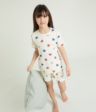 Children's Short Cotton Heart Print Pyjamas