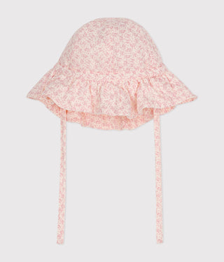 Baby Girls' Pink Floral Cotton Gauze Sun Hat
