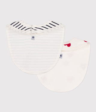 Heart Printed Cotton Baby Bibs - 2-Pack