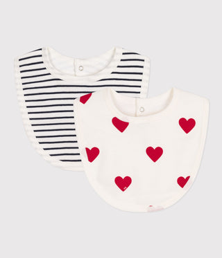 Heart Printed Cotton Baby Bibs - 2-Pack