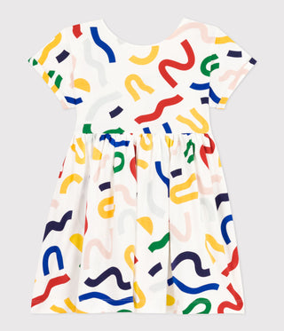 Girl's Short-sleeved Skateboard Printed Cotton Dress