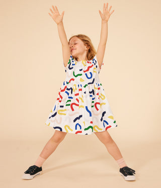 Girl's Short-sleeved Printed Cotton Dress