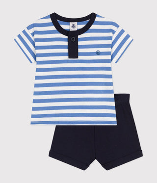 Babies' Striped Jersey T-shirt and Shorts Set