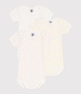 Babies' Short-Sleeved Cotton Heart Bodysuits - Pack of 3