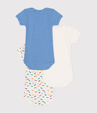 Babies' Short-sleeved Cotton Skate Pattern Bodysuits - 3-Pack
