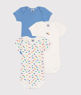 Babies' Short-sleeved Cotton Skate Pattern Bodysuits - 3-Pack