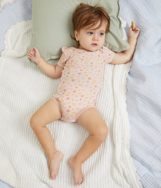 Babies' Short-Sleeved Floral Cotton Bodysuits - 3-Pack