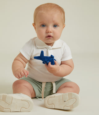 Babies' Short-Sleeved Cotton Bodysuit with Polo Shirt Collar