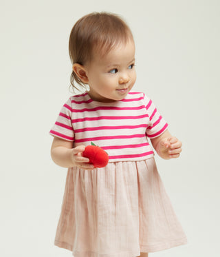 Babies' Short-Sleeved Thick Jersey and Cotton Gauze Dress