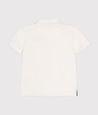 Boys' Short-Sleeved Cotton White Polo Shirt