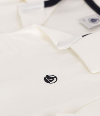 Boys' Short-Sleeved Cotton White Polo Shirt
