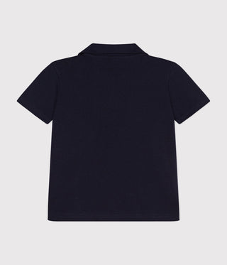 Boys' Short-Sleeved Cotton Navy Polo Shirt