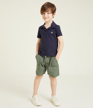 Boys' Short-Sleeved Cotton Navy Polo Shirt