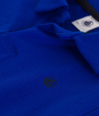 Boys' Short-Sleeved Cotton Blue Polo Shirt