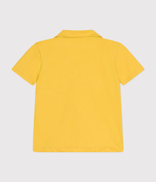 Boys' Short-Sleeved Cotton Yellow Polo Shirt