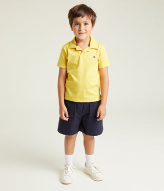 Boys' Short-Sleeved Cotton Yellow Polo Shirt