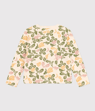 Girls' Floral Printed Cotton Cardigan