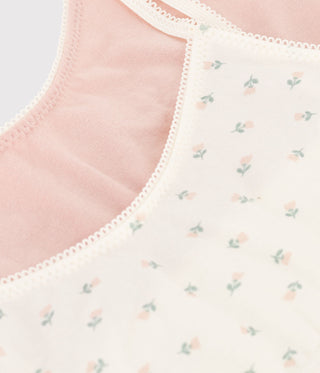 Girls' Floral Patterned Cotton and Elastane Bralettes - 2-Pack