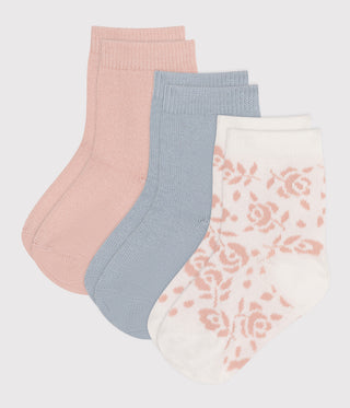 Babies' Floral Cotton Socks - 3-Pack