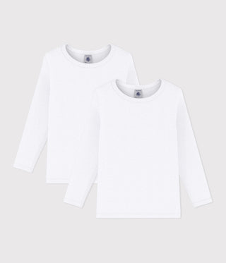 Girls' Long-Sleeved White T-Shirts - 2-Pack