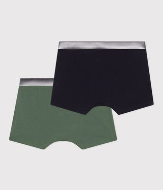 Junior Plain Cotton and Elastane Boxer Shorts - 2-Pack