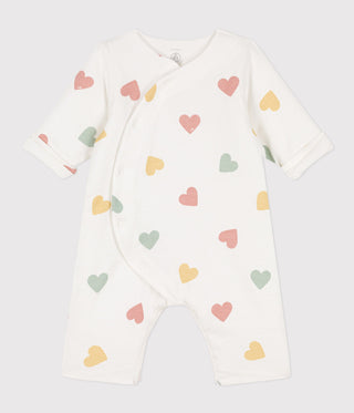 Baby Heart Print Long Cotton Onesie