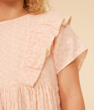 Girl's Short-sleeved Printed Cotton Gauze Dress